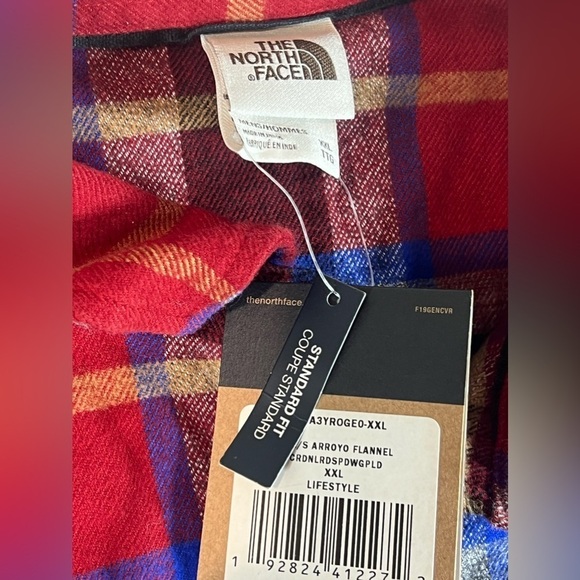 NWT XXL The North Face Arroyo Flannel Red Plaid Warm Standard Fit Shirt - Picture 3 of 14